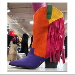 🎉🎉HOST PICK 🎉🎉Multicolored Fringed Cowboy Boots